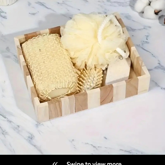 Rectangle Shaped Wooden Spa Bath Set - Cream.new - Picture 1 of 8
